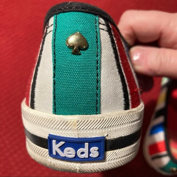 KATE SPADE + KEDS Sz 8 Collab Slip on Colourful Stripe Sneaker Shoes - Picture 7 of 10